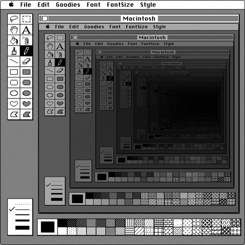 Recursive Macintosh MacPaint animation