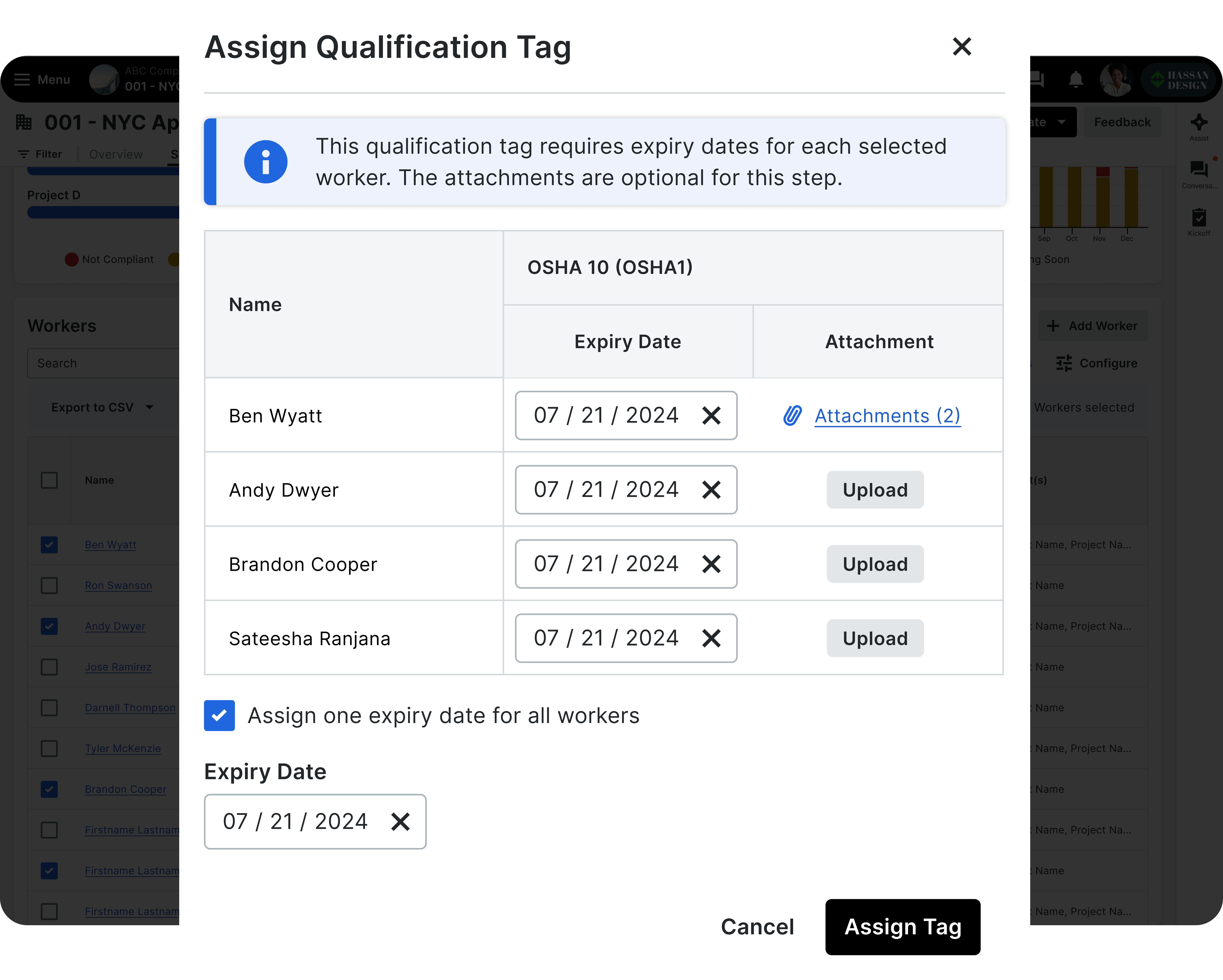 Bulk assign single qualification tag flow